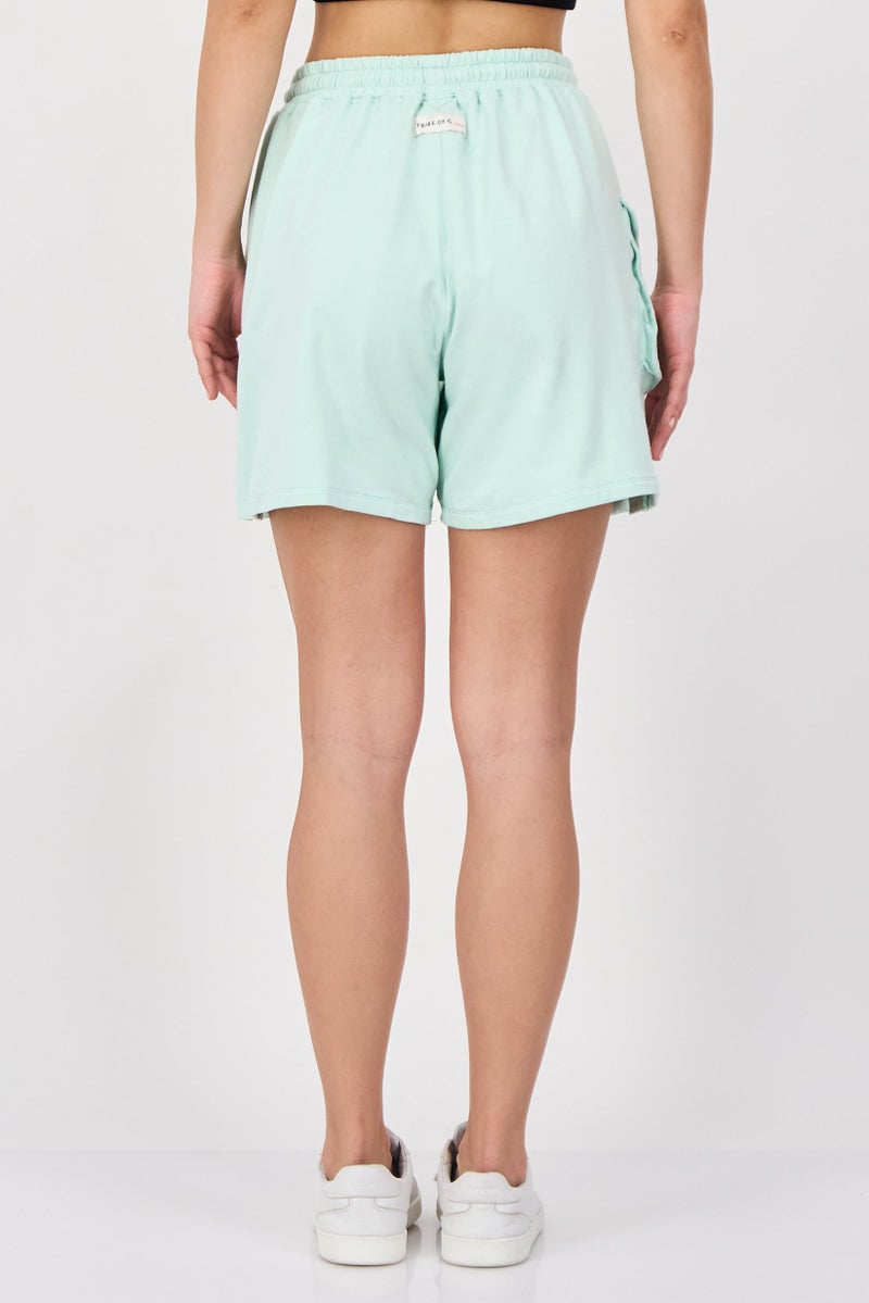 TRIBE OF 6 Women Embroidered Logo Shorts, Mint Green - Image 2